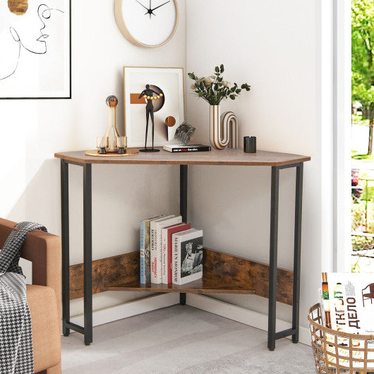 Triangle Computer Corner Desk with Charging Station-Black - Set Shop and Smile