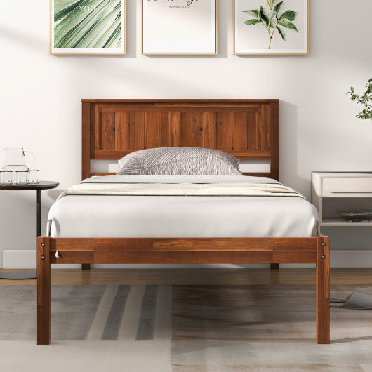 Twin/Full/Queen Size Bed Frame with Wooden Headboard and Slat Support-Full Size - Set Shop and Smile