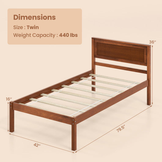 Twin/Full/Queen Size Bed Frame with Wooden Headboard and Slat Support-Full Size - Set Shop and Smile