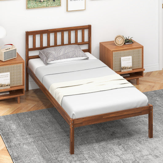 Twin/Full/Queen Size Wood Bed Frame with Headboard and Slat Support-Full Size - Set Shop and Smile