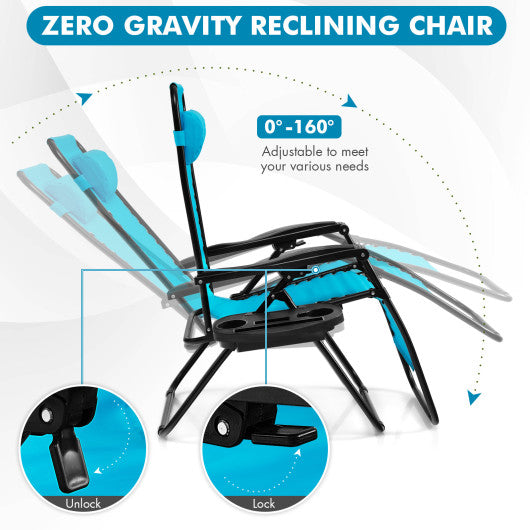 Outdoor Folding Zero Gravity Reclining Lounge Chair-Light Blue