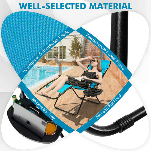 Outdoor Folding Zero Gravity Reclining Lounge Chair-Light Blue