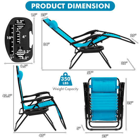 Outdoor Folding Zero Gravity Reclining Lounge Chair-Light Blue