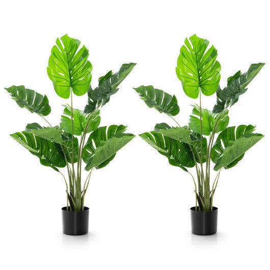 2 Pack Artificial Monstera Deliciosa Tree with 10 Leaves of Different Sizes - Set Shop and Smile