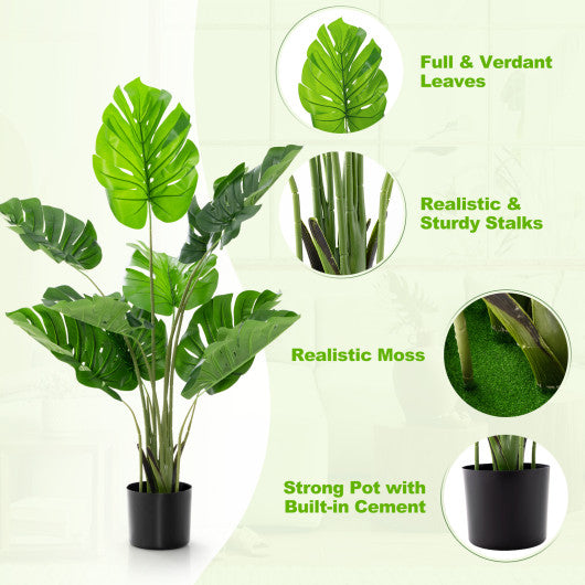 2 Pack Artificial Monstera Deliciosa Tree with 10 Leaves of Different Sizes - Set Shop and Smile