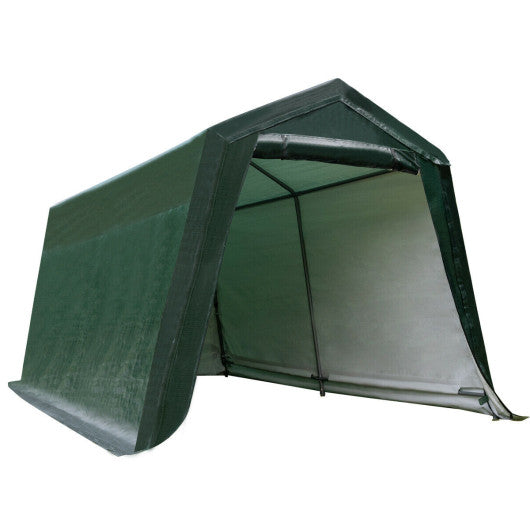 Outdoor Carport Shed with Sidewalls and Waterproof Ripstop Cover-10 x 10 ft - Set Shop and Smile