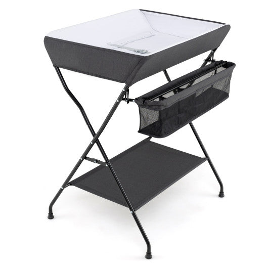 Baby Storage Folding Diaper Changing Table-Black