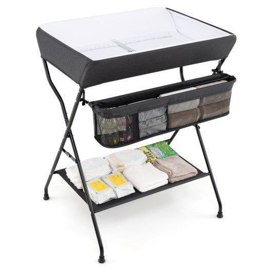 Baby Storage Folding Diaper Changing Table-Black