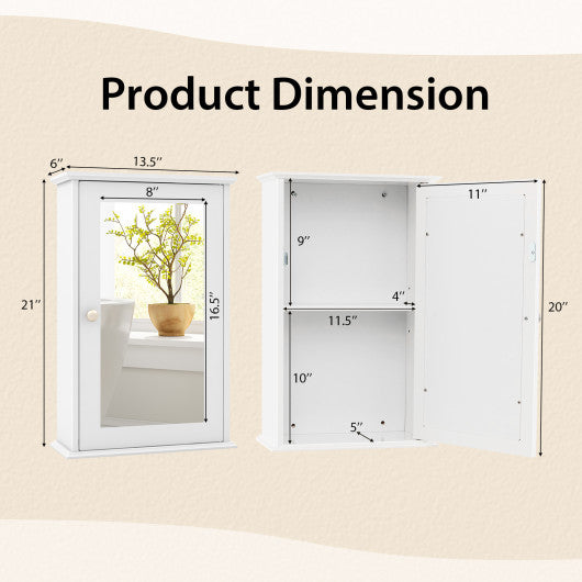 Bathroom Wall Cabinet with Single Mirror Door - Set Shop and Smile