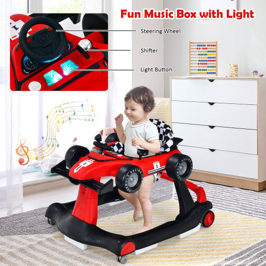 4-in-1 Foldable Activity Push Walker with Adjustable Height-Black - Set Shop and Smile