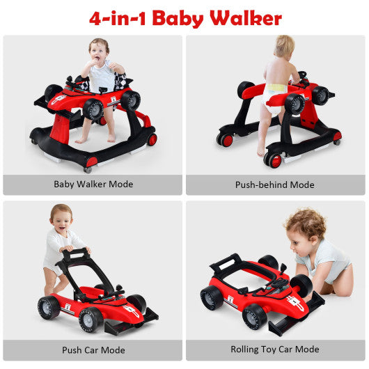 4-in-1 Foldable Activity Push Walker with Adjustable Height-Black - Set Shop and Smile