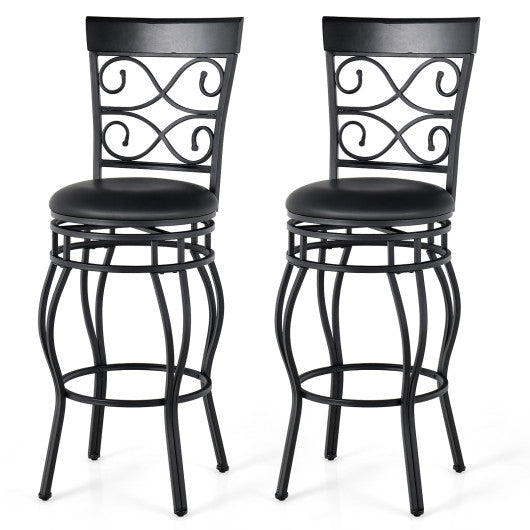 Set of 2 30 Inch Bar Stool with Backrest and Footrest-Black - Set Shop and Smile