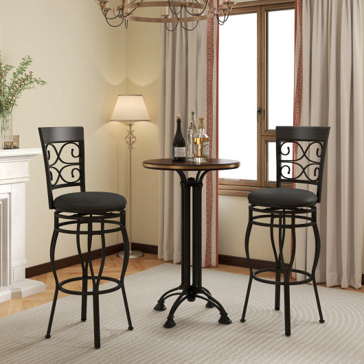 Set of 2 30 Inch Bar Stool with Backrest and Footrest-Black - Set Shop and Smile
