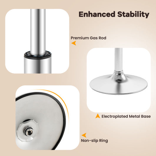 Set of 2 Square Swivel Adjustable PU Leather Bar Stools with Back and Footrest-Coffee