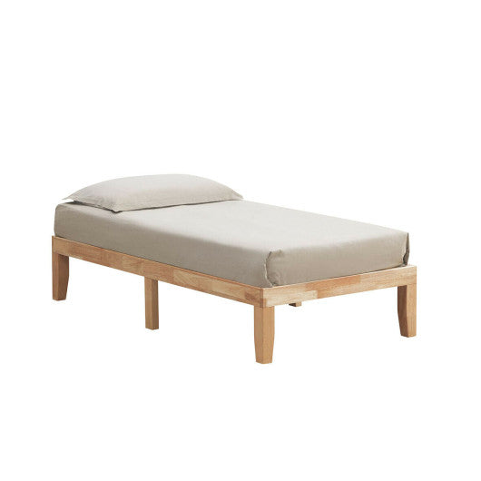 Twin Size 14 Inch Wooden Slats Bed Mattress Frame-Natural - Set Shop and Smile