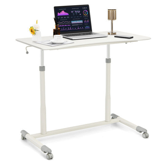 Height Adjustable Computer Desk Sit to Stand Rolling Notebook Table -Black - Set Shop and Smile