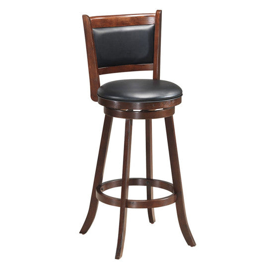 Set of 2 29 Inch Swivel Bar Height Stool Wood Dining Chair Barstool-Black - Set Shop and Smile