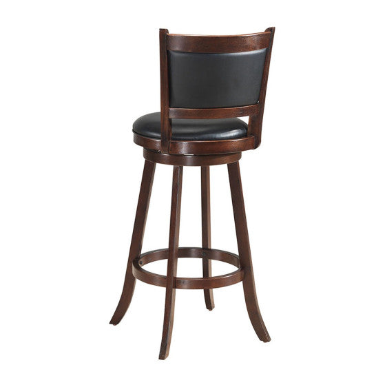 Set of 2 29 Inch Swivel Bar Height Stool Wood Dining Chair Barstool-Black - Set Shop and Smile