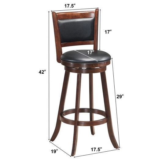 Set of 2 29 Inch Swivel Bar Height Stool Wood Dining Chair Barstool-Black - Set Shop and Smile