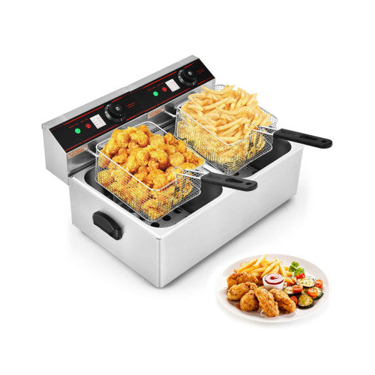 3400W Dual Tank Electric Countertop Deep Fryer - Set Shop and Smile