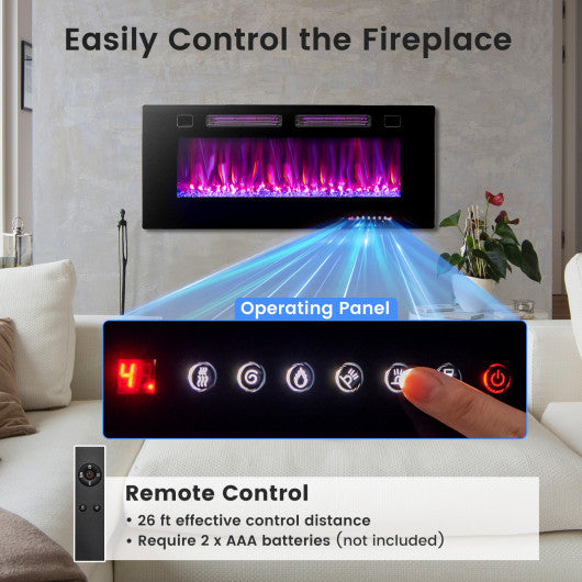 42 Inch Ultra-Thin Electric Fireplace with Decorative Crystals and Smart APP Control-42 inch - Set Shop and Smile