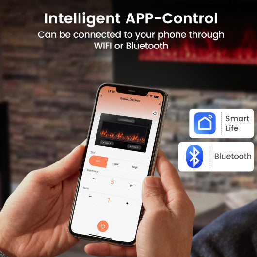 42 Inch Ultra-Thin Electric Fireplace with Decorative Crystals and Smart APP Control-42 inch - Set Shop and Smile