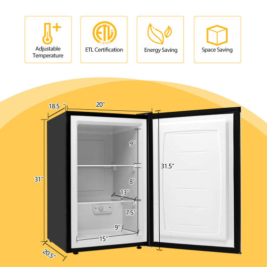 3 Cubic Feet Compact Upright Freezer with Stainless Steel Door - Set Shop and Smile