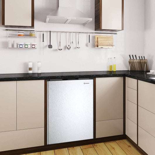 3 Cubic Feet Compact Upright Freezer with Stainless Steel Door - Set Shop and Smile