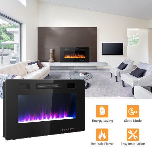 36 Inch Ultra Thin Wall Mounted Electric Fireplace - Set Shop and Smile