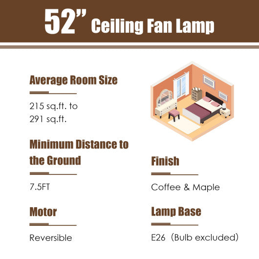 52 Inch 3-Speed Crystal Ceiling Fan Light with Remote Control-Black - Set Shop and Smile