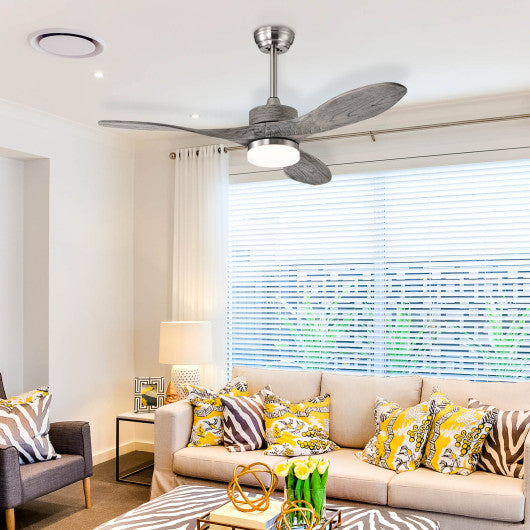 48 Inch Wood Ceiling Fan with LED Lights and 6 Speed Levels - Set Shop and Smile