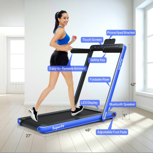 2-in-1 Electric Motorized Folding Treadmill with Dual Display-Black - Set Shop and Smile