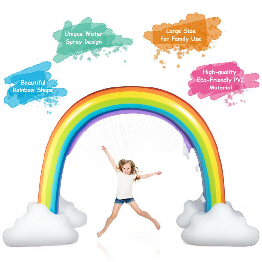 Inflatable Rainbow Sprinkler Backyard Games Outside Water Toy Yard - Set Shop and Smile
