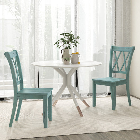 Set of 2 Cross Back Rubber Wood Dining Chairs - Set Shop and Smile