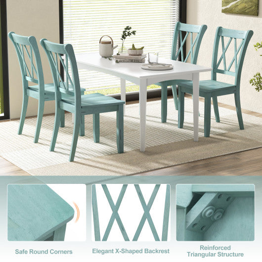 Set of 2 Cross Back Rubber Wood Dining Chairs - Set Shop and Smile