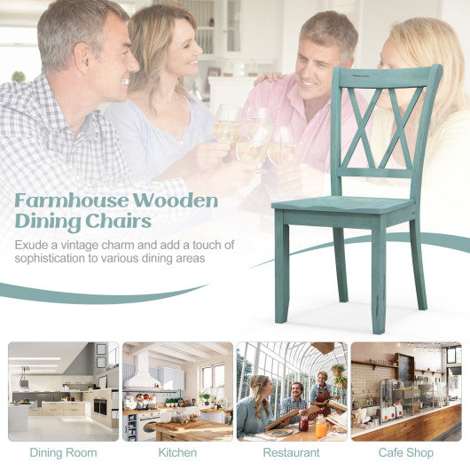 Set of 2 Cross Back Rubber Wood Dining Chairs - Set Shop and Smile