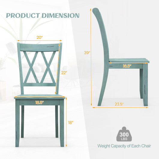 Set of 2 Cross Back Rubber Wood Dining Chairs - Set Shop and Smile