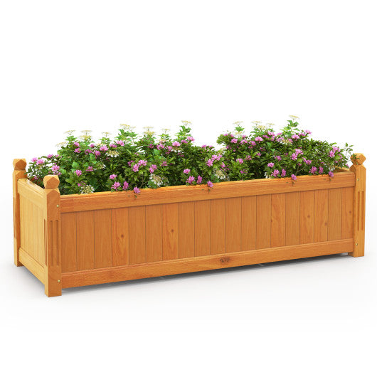 Wooden Rectangular Garden Bed with Drainage System-Natural - Set Shop and Smile