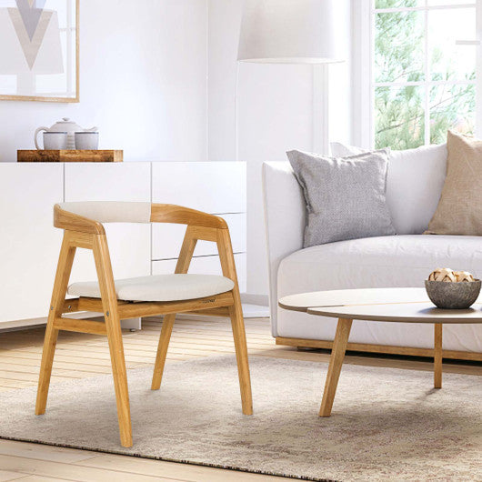 Leisure Bamboo Dining Chair with Curved Back and Anti-slip Foot Pads-Natural - Set Shop and Smile