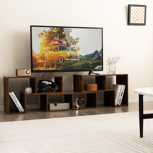 3 Pieces Console TV Stand for TVs up to 65 Inch with Shelves-Brown - Set Shop and Smile