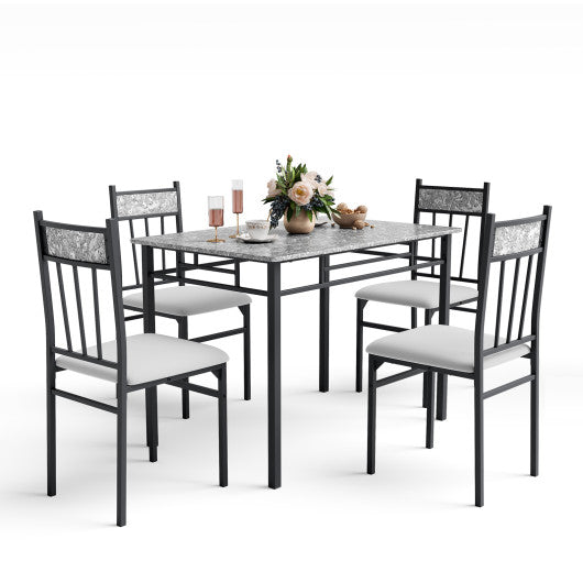 5 Pieces Faux Marble Dining Set Table - Set Shop and Smile