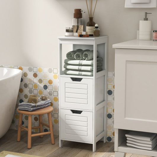 Bathroom Wooden Floor Cabinet Multifunction Storage Rack Stand Organizer-Black - Set Shop and Smile