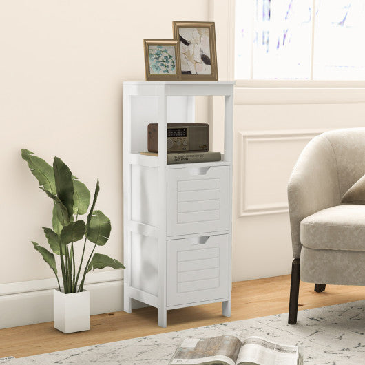 Bathroom Wooden Floor Cabinet Multifunction Storage Rack Stand Organizer-Black - Set Shop and Smile