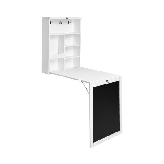 Convertible Wall Mounted Table with A Chalkboard-White - Set Shop and Smile