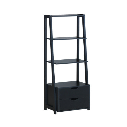 4-Tier Ladder Bookshelf Storage Display with 2 Drawers - Set Shop and Smile