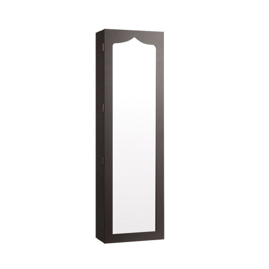 5 LEDs Jewelry Armoire Wall Mounted / Door Hanging Mirror-Brown - Set Shop and Smile