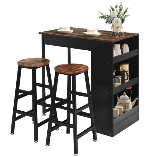 3 Pieces Bar Table Set with Storage - Set Shop and Smile
