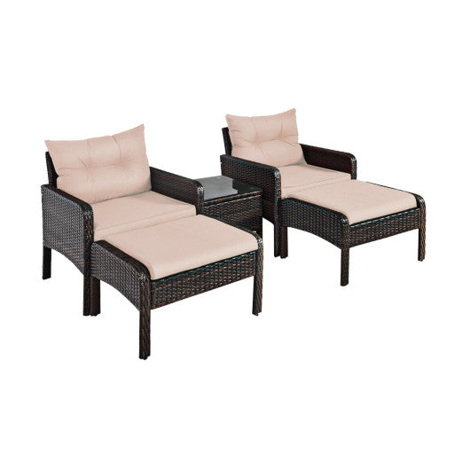 5 Pcs Patio Rattan Wicker Sofa Furniture Set - Set Shop and Smile