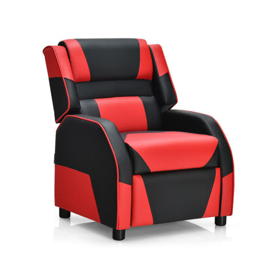 Kids Youth PU Leather Gaming Sofa Recliner with Headrest and Footrest-Red - Set Shop and Smile