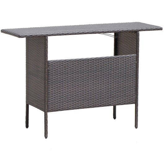 Outdoor Wicker Bar Table with 2 Metal Mesh Shelves - Set Shop and Smile